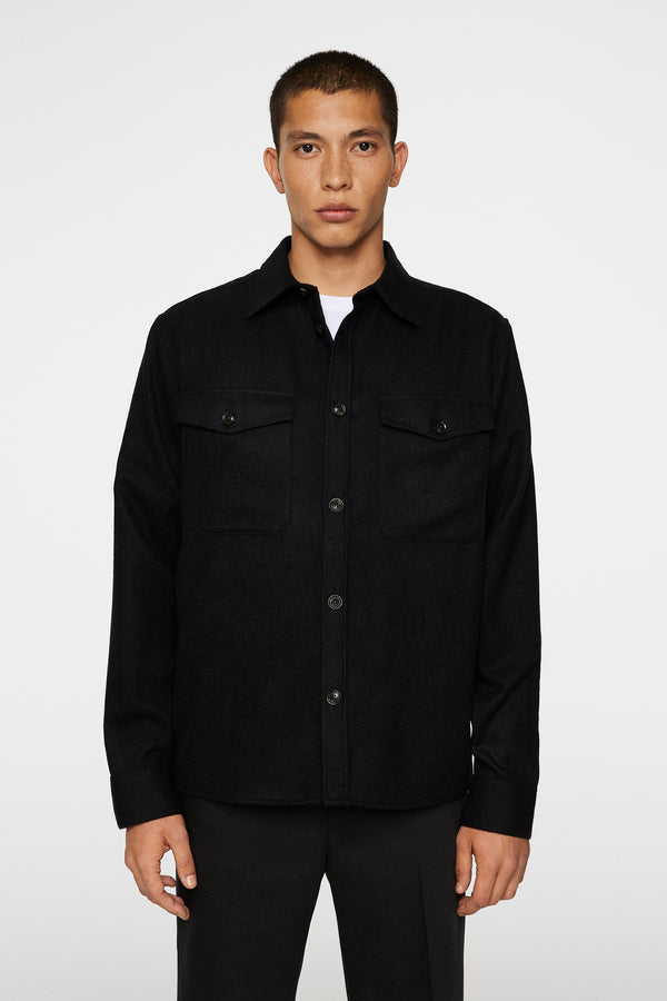 j.lindeberg Flat Wool Overshirt Black