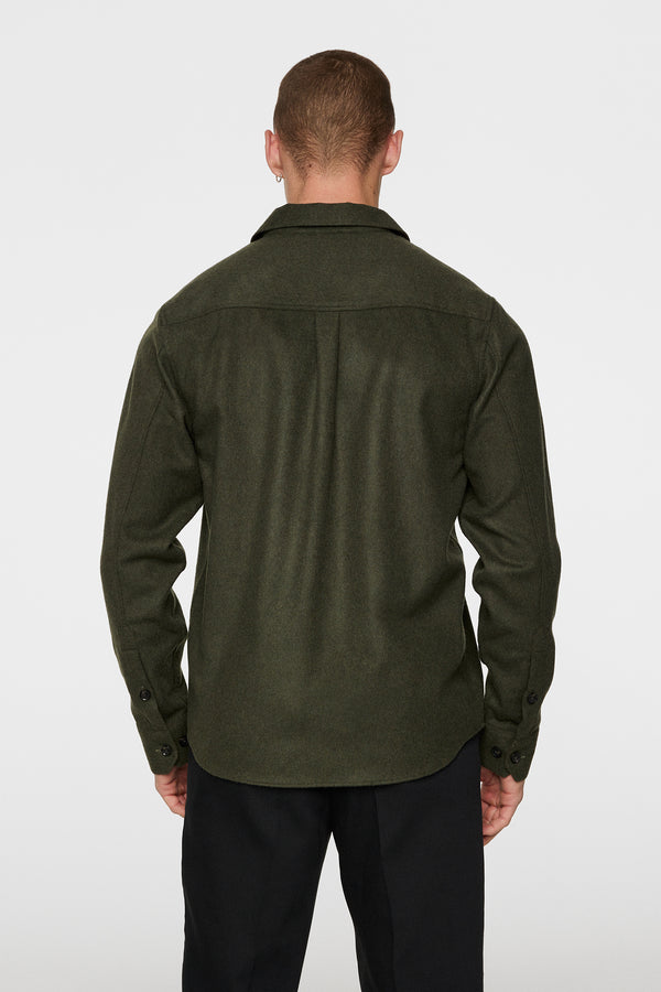 J.lindeberg Flat Wool Overshirt Forest Green