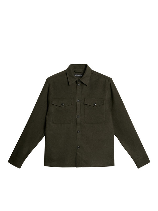 J.lindeberg Flat Wool Overshirt Forest Green
