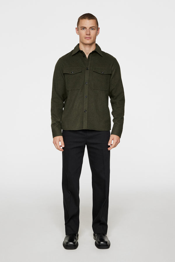 J.lindeberg Flat Wool Overshirt Forest Green