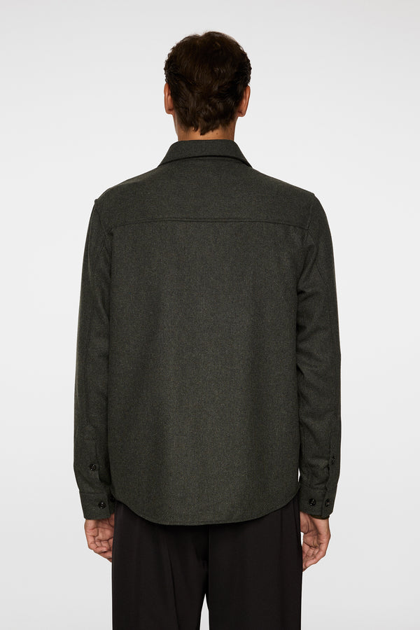 J.lindeberg Flat Wool Overshirt Forest Green