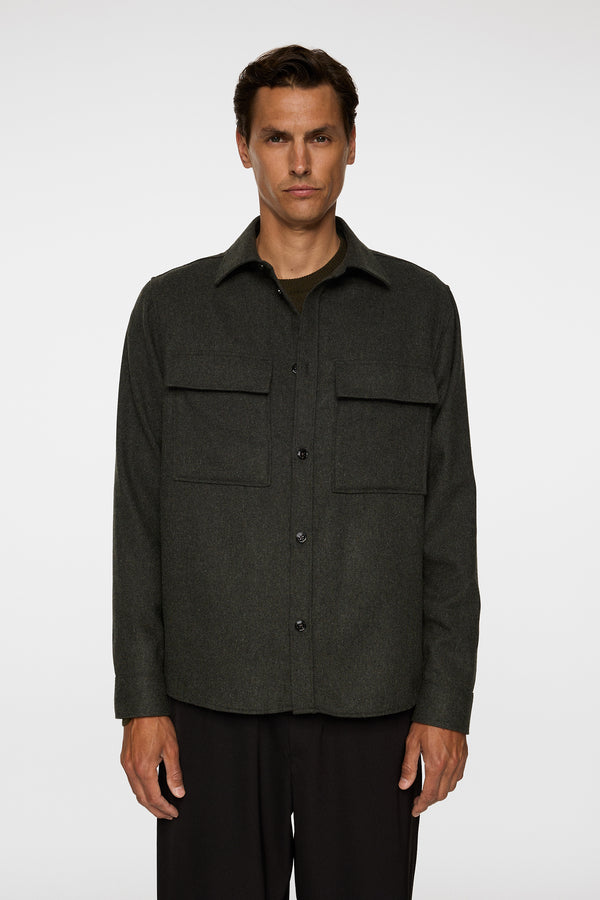 J.lindeberg Flat Wool Overshirt Forest Green