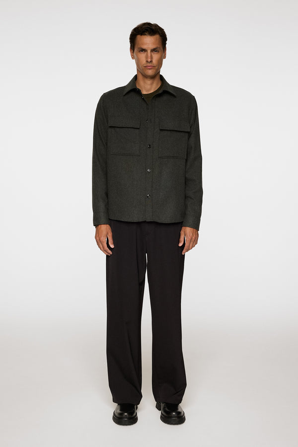 J.lindeberg Flat Wool Overshirt Forest Green