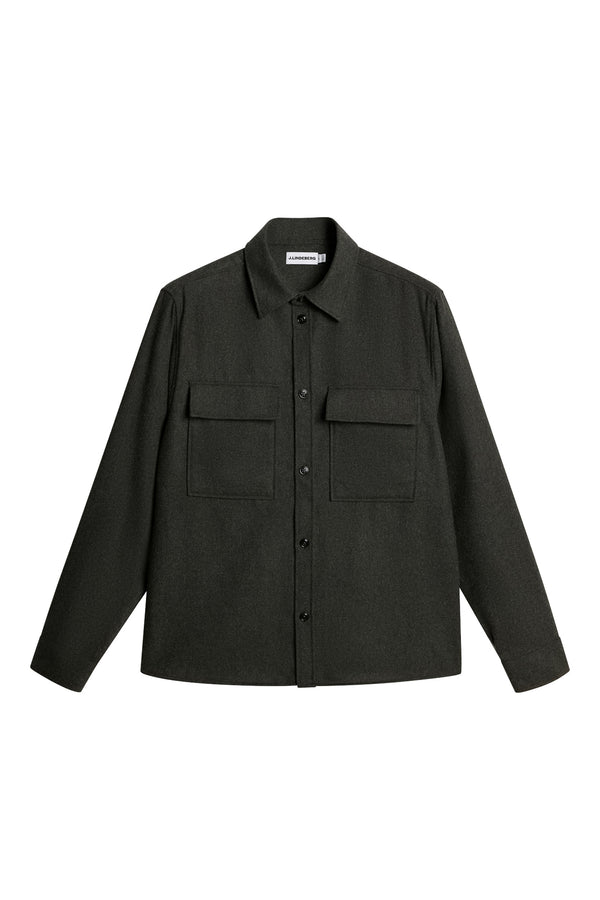 j.lindeberg Flat Wool Overshirt Forest Green