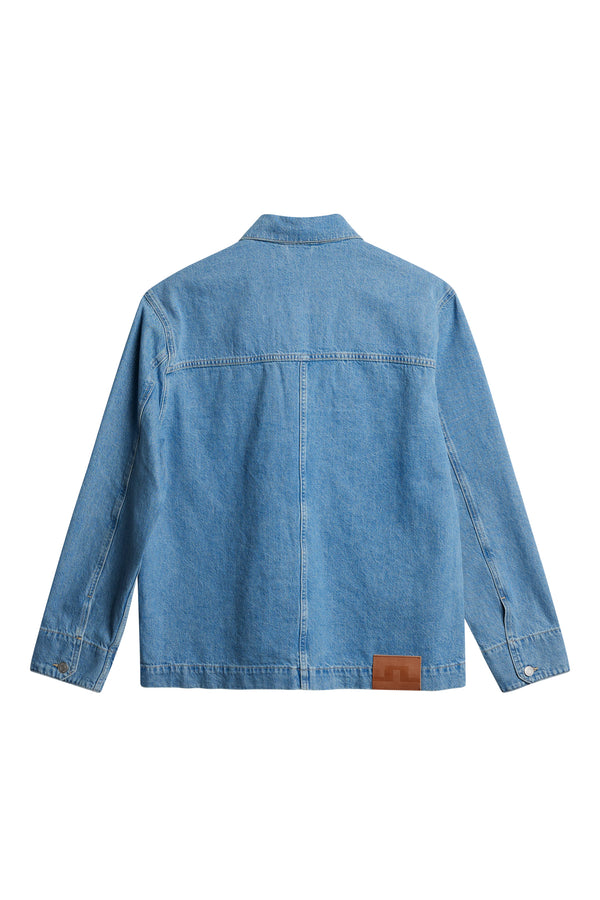 J.lindeberg Hunt Washed Denim Overshirt Light Blue