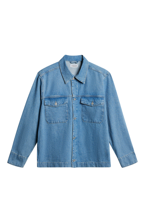 J.lindeberg Hunt Washed Denim Overshirt Light Blue