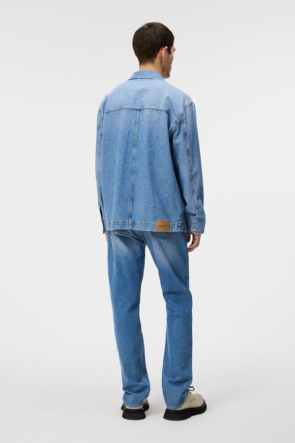 J.lindeberg Hunt Washed Denim Overshirt Mid Blue