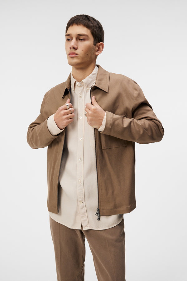 j.lindeberg Julius Cotton Twill Overshirt Walnut