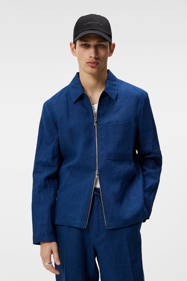 j.lindeberg Julius Linen Overshirt Estate Blue