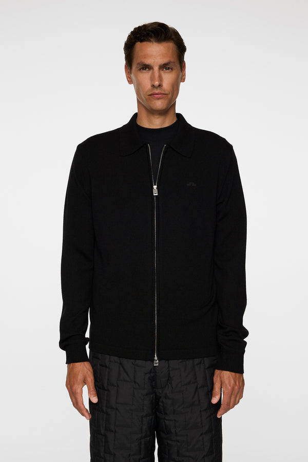 j.lindeberg Kaleb Merino Zip Cardigan Black