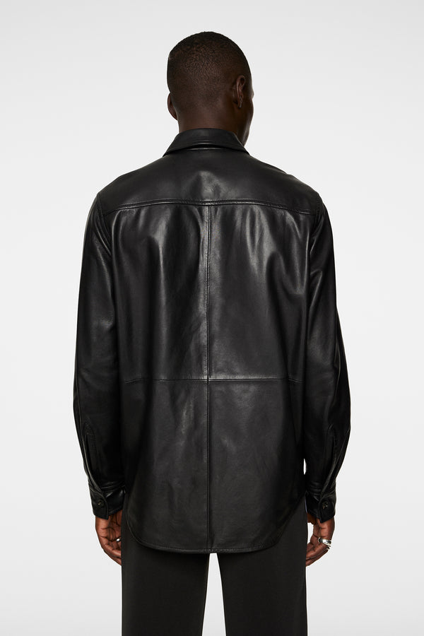 J.lindeberg Lanson Leather Overshirt Black
