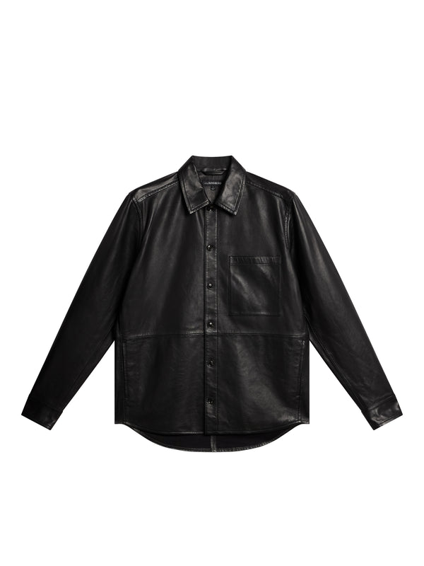 J.lindeberg Lanson Leather Overshirt Black
