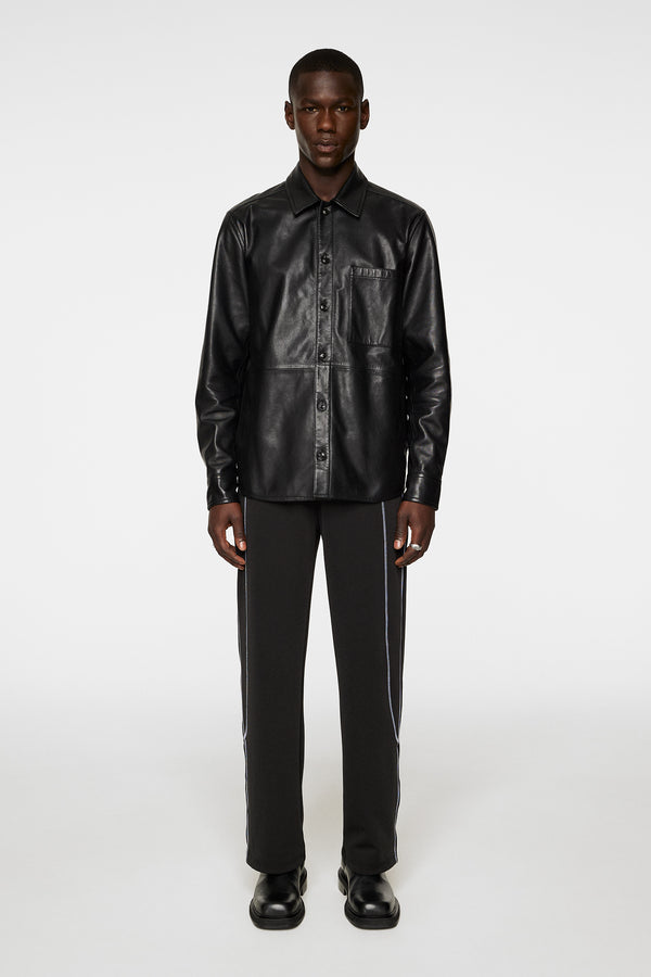 J.lindeberg Lanson Leather Overshirt Black