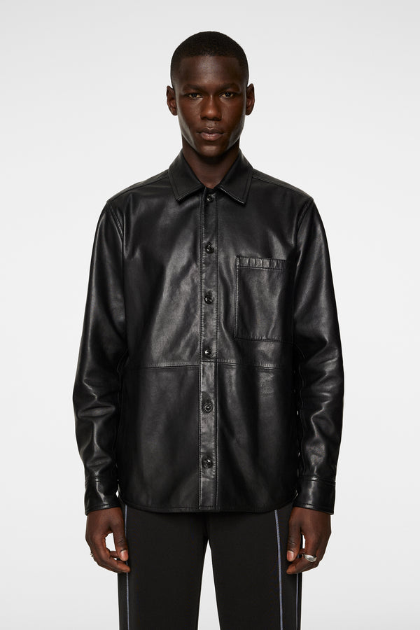j.lindeberg Lanson Leather Overshirt Black