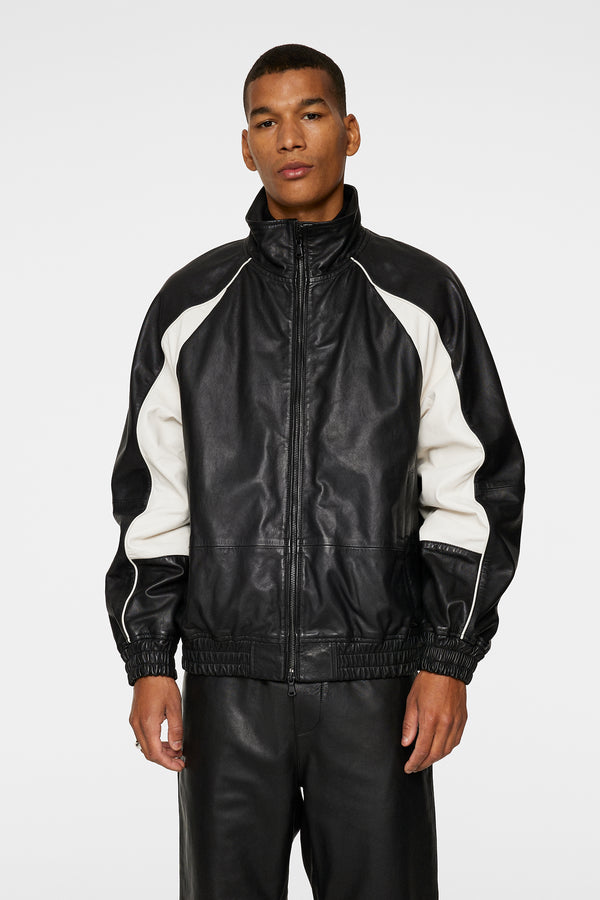 j.lindeberg Lex Leather Track Jacket Black