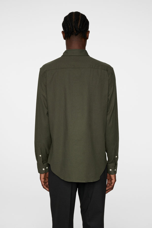 J.lindeberg Light Flannel Slim Shirt Forest Green
