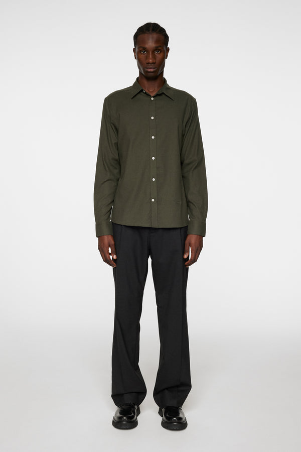 J.lindeberg Light Flannel Slim Shirt Forest Green
