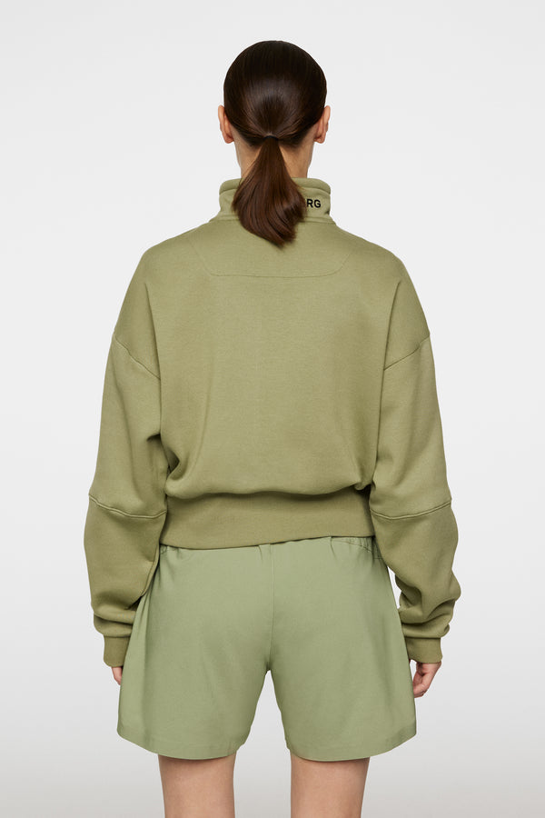 J.lindeberg Lucia Zip Mock Neck Oil Green