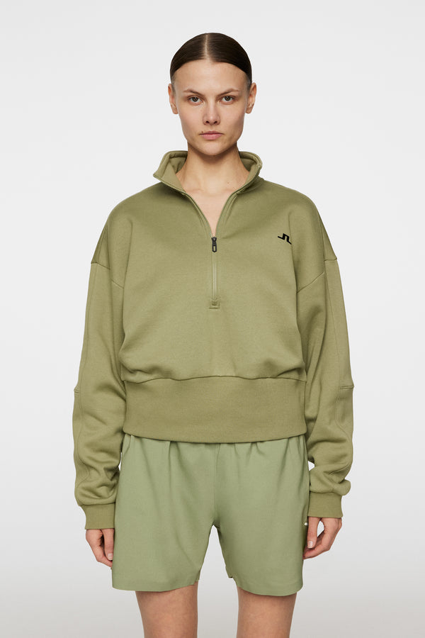 j.lindeberg Lucia Zip Mock Neck Oil Green