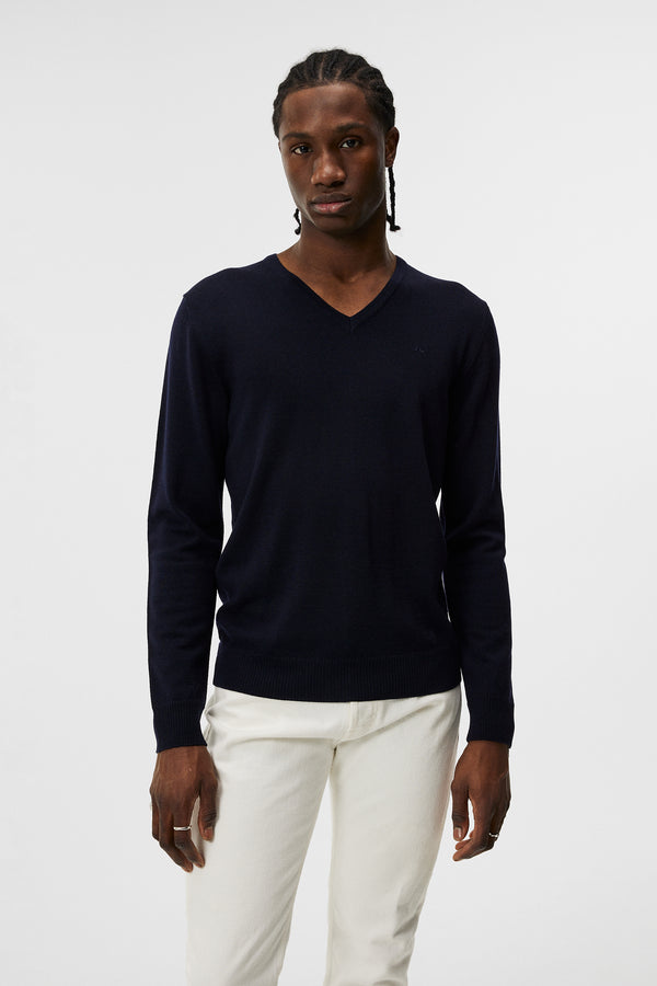 j.lindeberg Lymann Merino V neck Sweater Navy