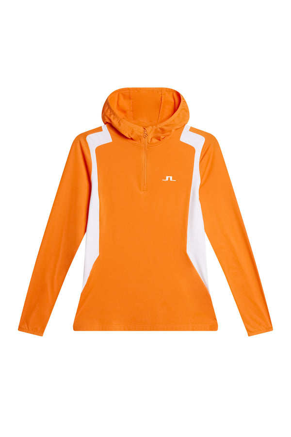 J.lindeberg Mae Quarter Zip Hood Persimmon Orange