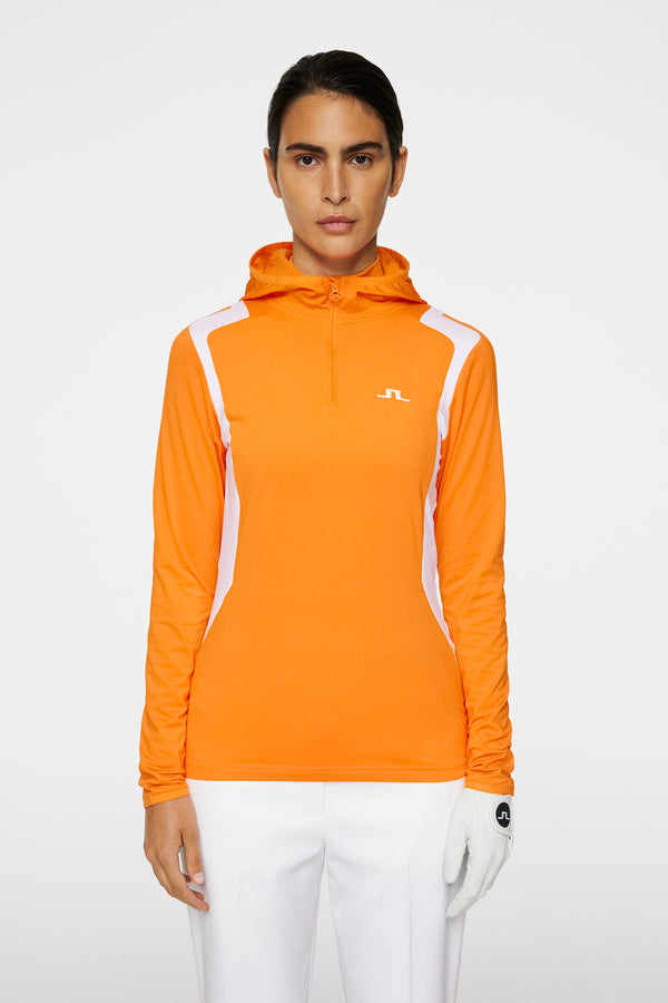 j.lindeberg Mae Quarter Zip Hood Persimmon Orange