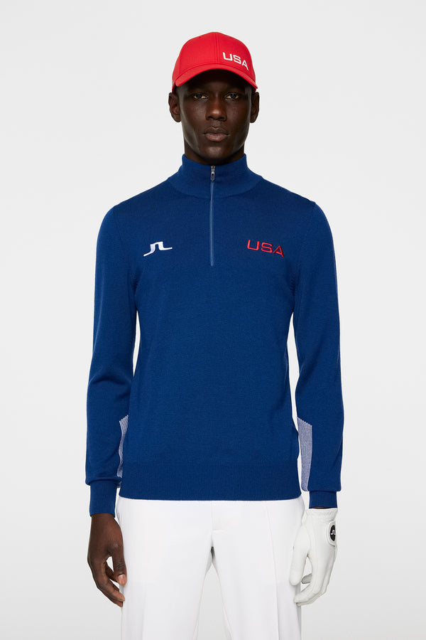 j.lindeberg Nathaniel Half Zip Sweater Estate Blue