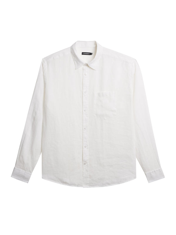 J.lindeberg Reg LS Clean Linen Shirt White