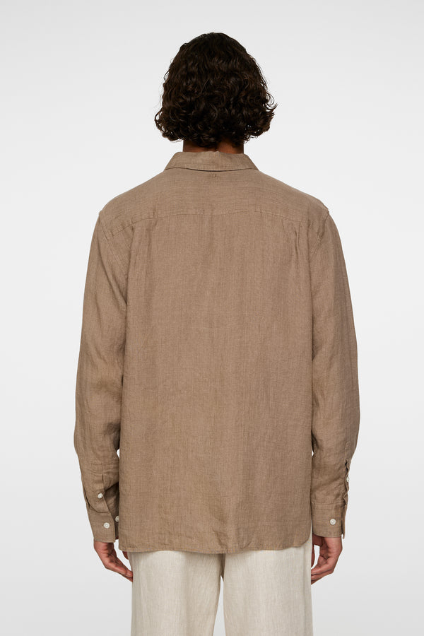 J.lindeberg Reg LS Linen Melange Shirt Sepia Tint