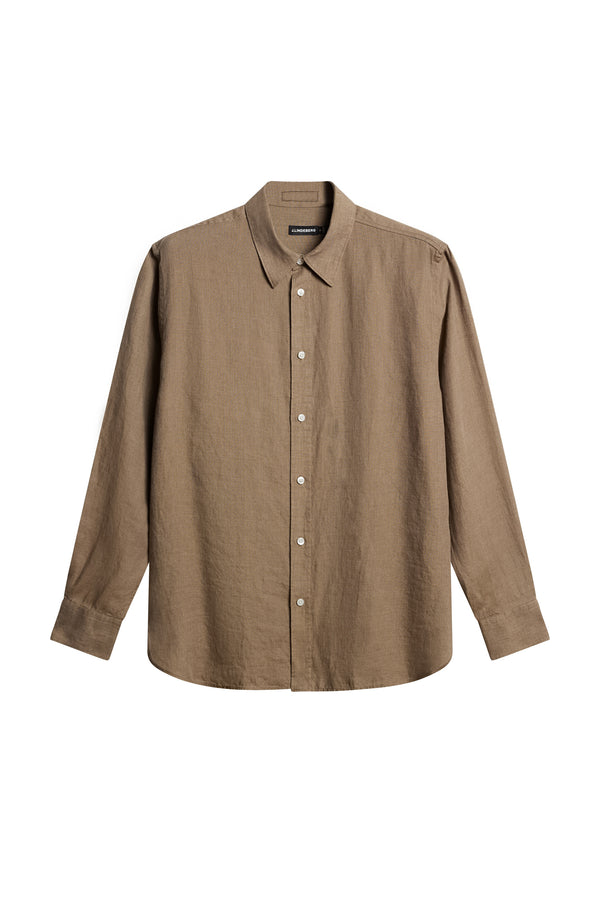 J.lindeberg Reg LS Linen Melange Shirt Sepia Tint