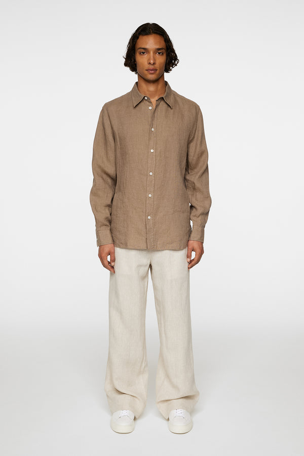 J.lindeberg Reg LS Linen Melange Shirt Sepia Tint