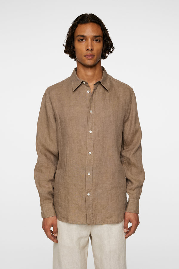 j.lindeberg Reg LS Linen Melange Shirt Sepia Tint