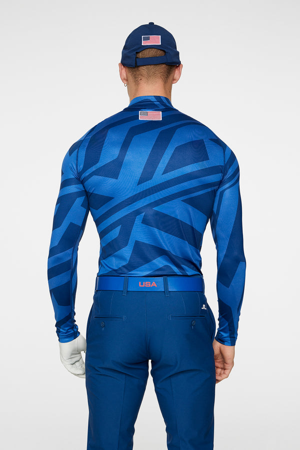 J.lindeberg Rene Print Baselayer US Golf Blue