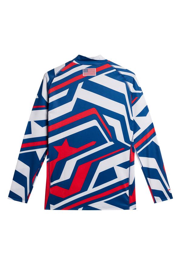J.lindeberg Rene Print Baselayer US Golf Red