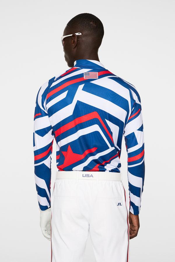 J.lindeberg Rene Print Baselayer US Golf Red