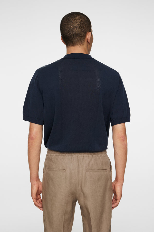 J.lindeberg Reymond Stripe Knit Polo JL Navy