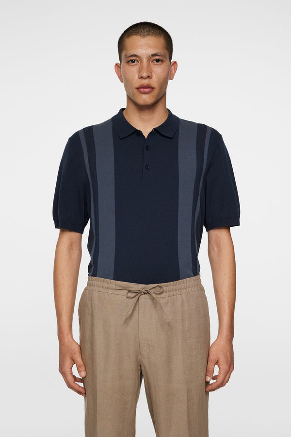 j.lindeberg Reymond Stripe Knit Polo JL Navy