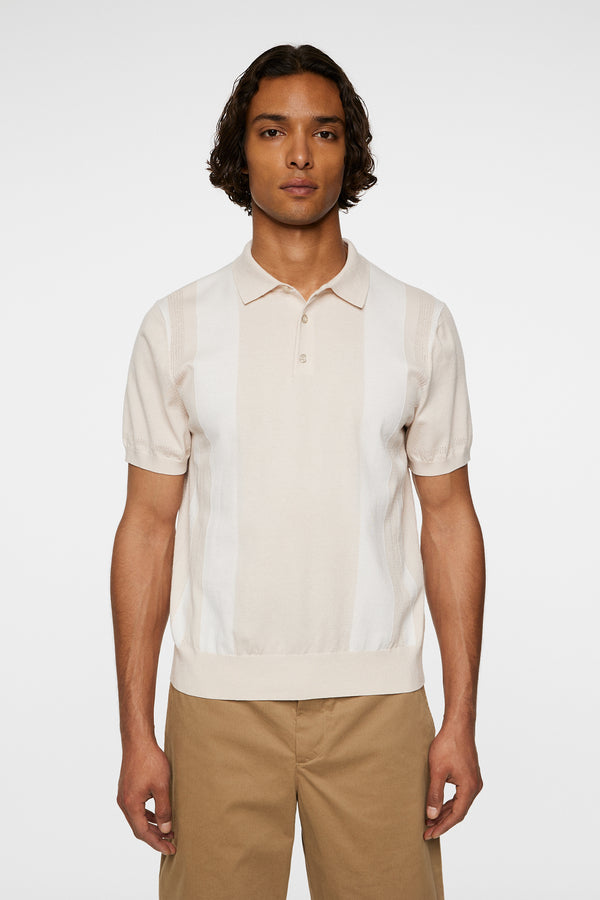 j.lindeberg Reymond Stripe Knit Polo Moonbeam