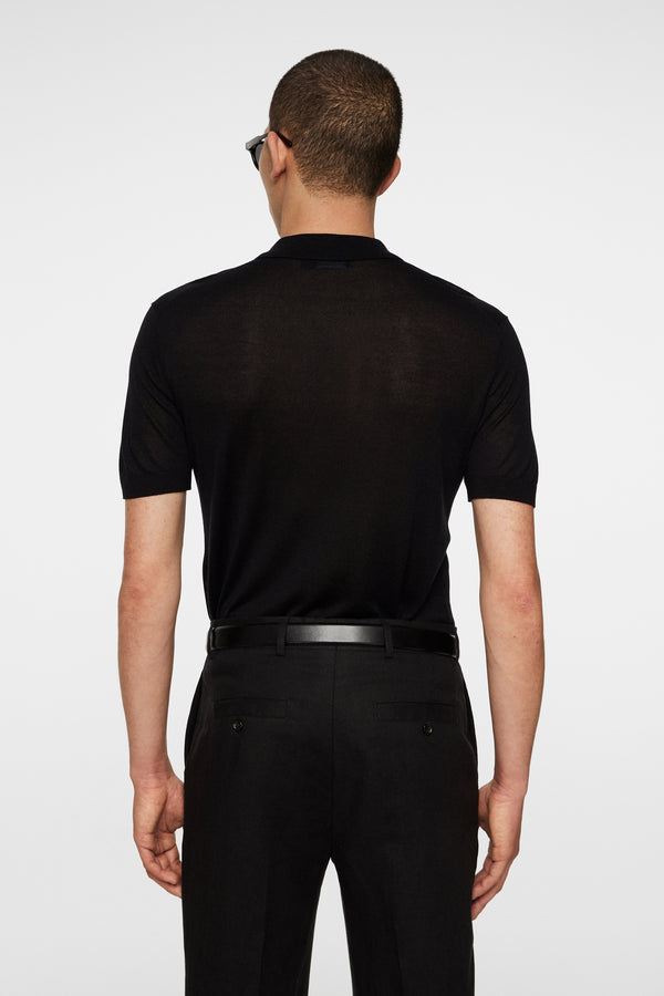 J.lindeberg Ridge Lyocell Silk Polo Black