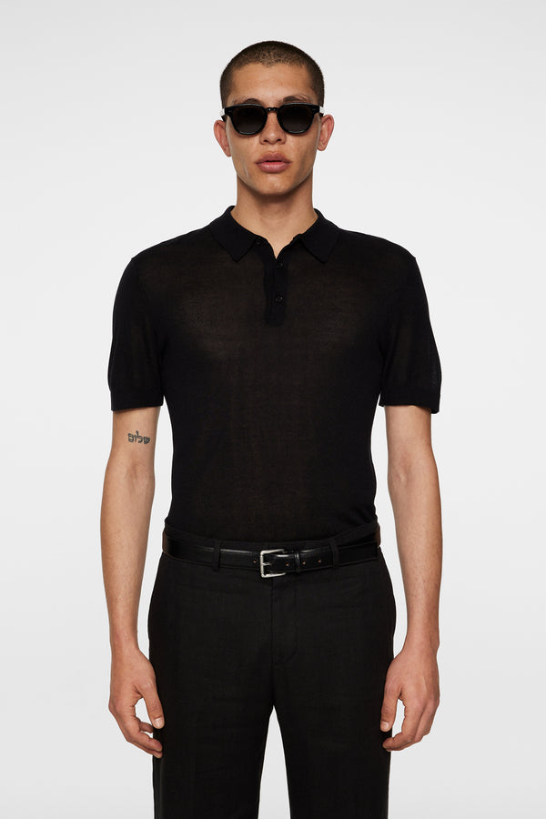 j.lindeberg Ridge Lyocell Silk Polo Black