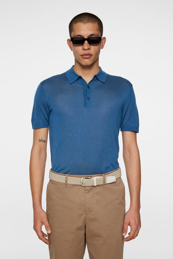j.lindeberg Ridge Lyocell Silk Polo Dark Blue