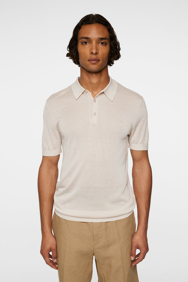 j.lindeberg Ridge Lyocell Silk Polo Moonbeam