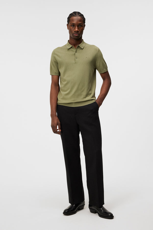 J.lindeberg Ridge Rayon Silk Polo Oil Green