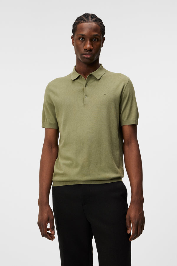 j.lindeberg Ridge Rayon Silk Polo Oil Green