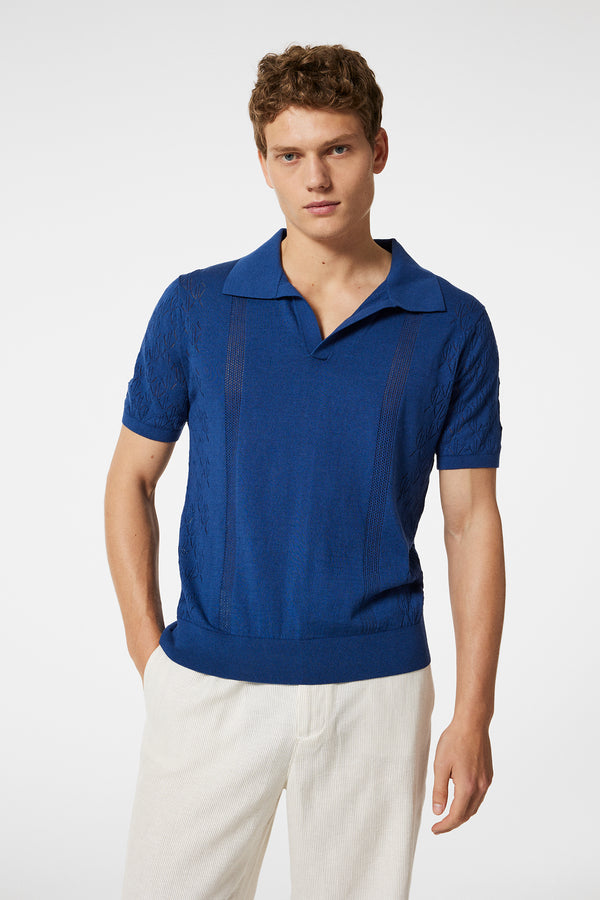 j.lindeberg Ringo Open Collar Estate Blue