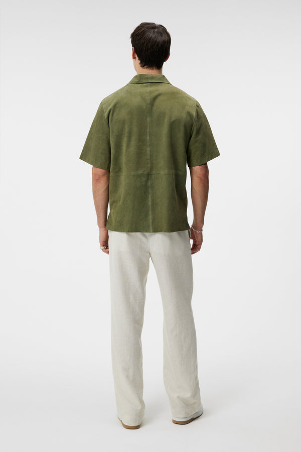 J.lindeberg Scottie Suede Overshirt Oil Green