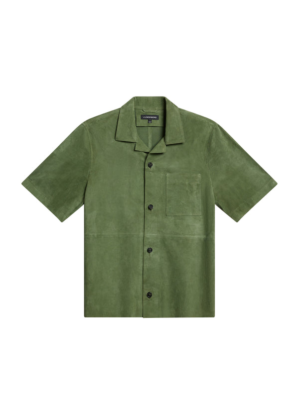 J.lindeberg Scottie Suede Overshirt Oil Green