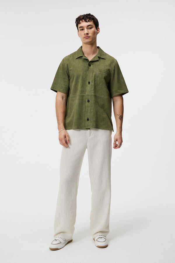 J.lindeberg Scottie Suede Overshirt Oil Green