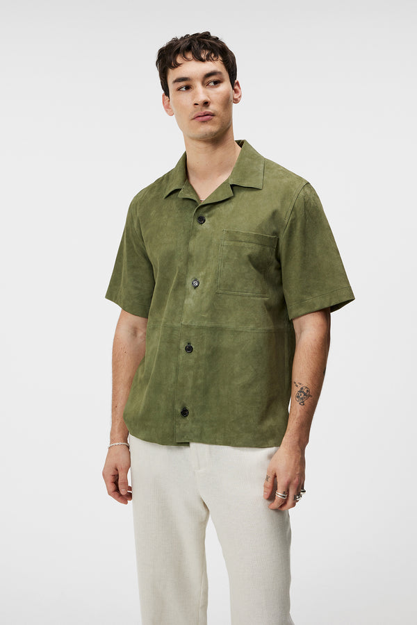 j.lindeberg Scottie Suede Overshirt Oil Green