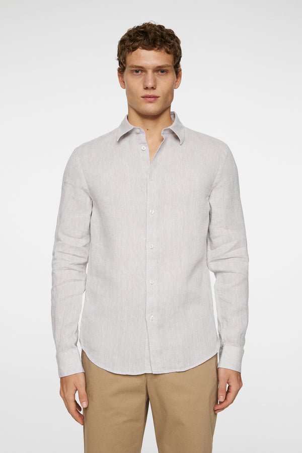 j.lindeberg Slim LS Linen Melange Shirt Moonbeam